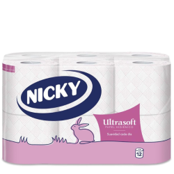 NICKY ULTRASOFT PAPEL HIGIENICO PAQUETE DE 12 ROLLOS