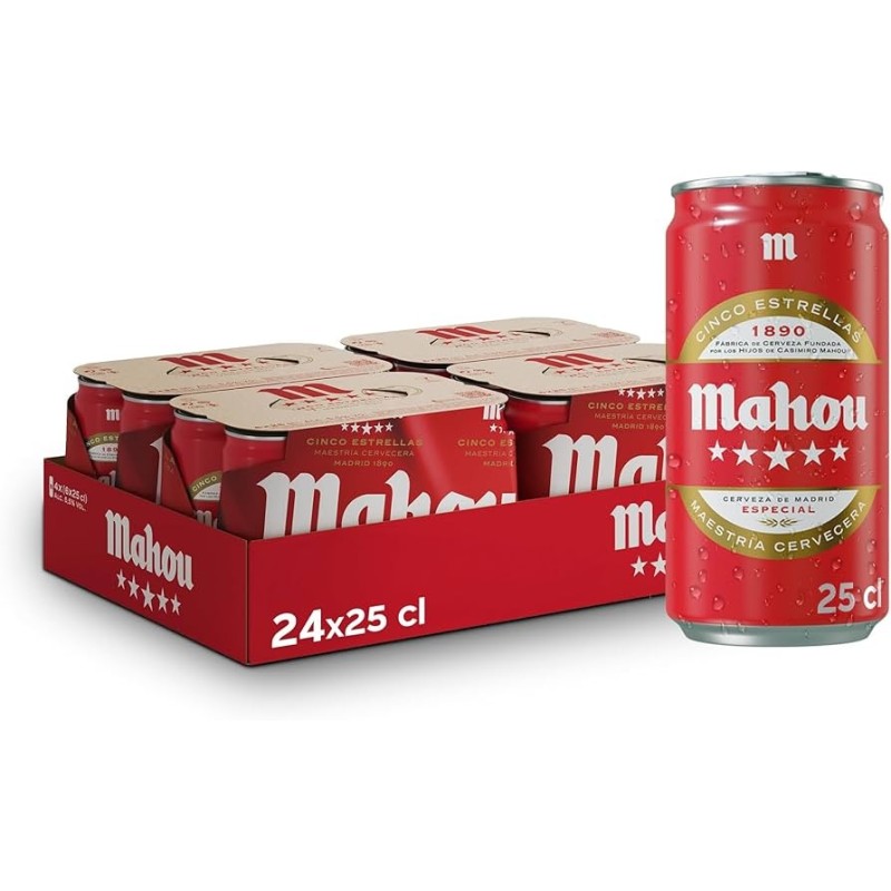 MAHOU ROJA 5 ESTRELLAS 24 PACK x 33cl. por unidad te sale 0.64